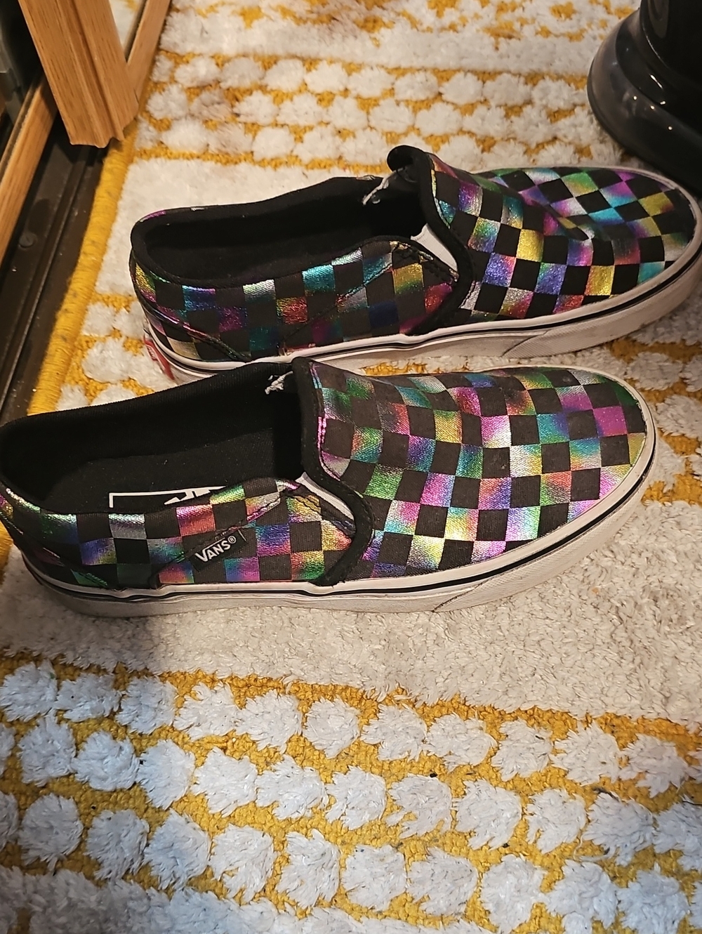 Vans  Slip-On Checkerboard Iridescent Multi-Color Sneakers